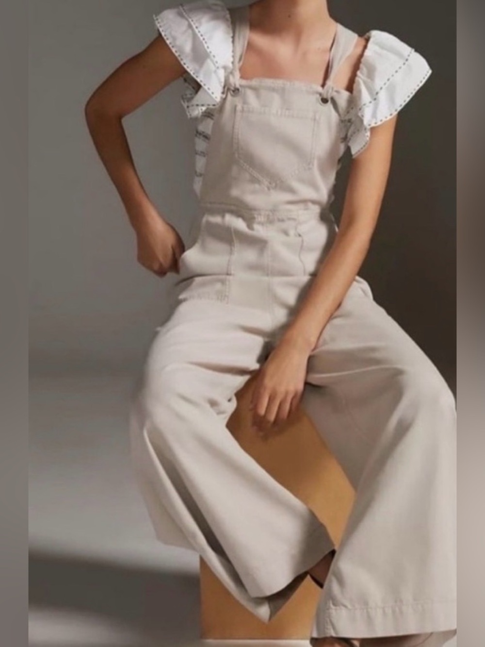 🌺HP🌺ANTHROPOLOGIE 💯 organic cotton Wide-Leg Overalls. $138🌺